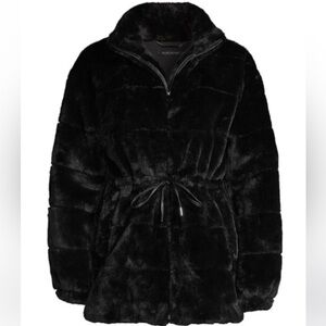 New W/O Tag ELIE TAHARI Eliana Faux Fur Zip Front Coat